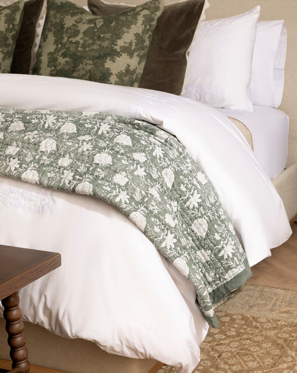 Bianca Organic Percale Embroidered Duvet Cover