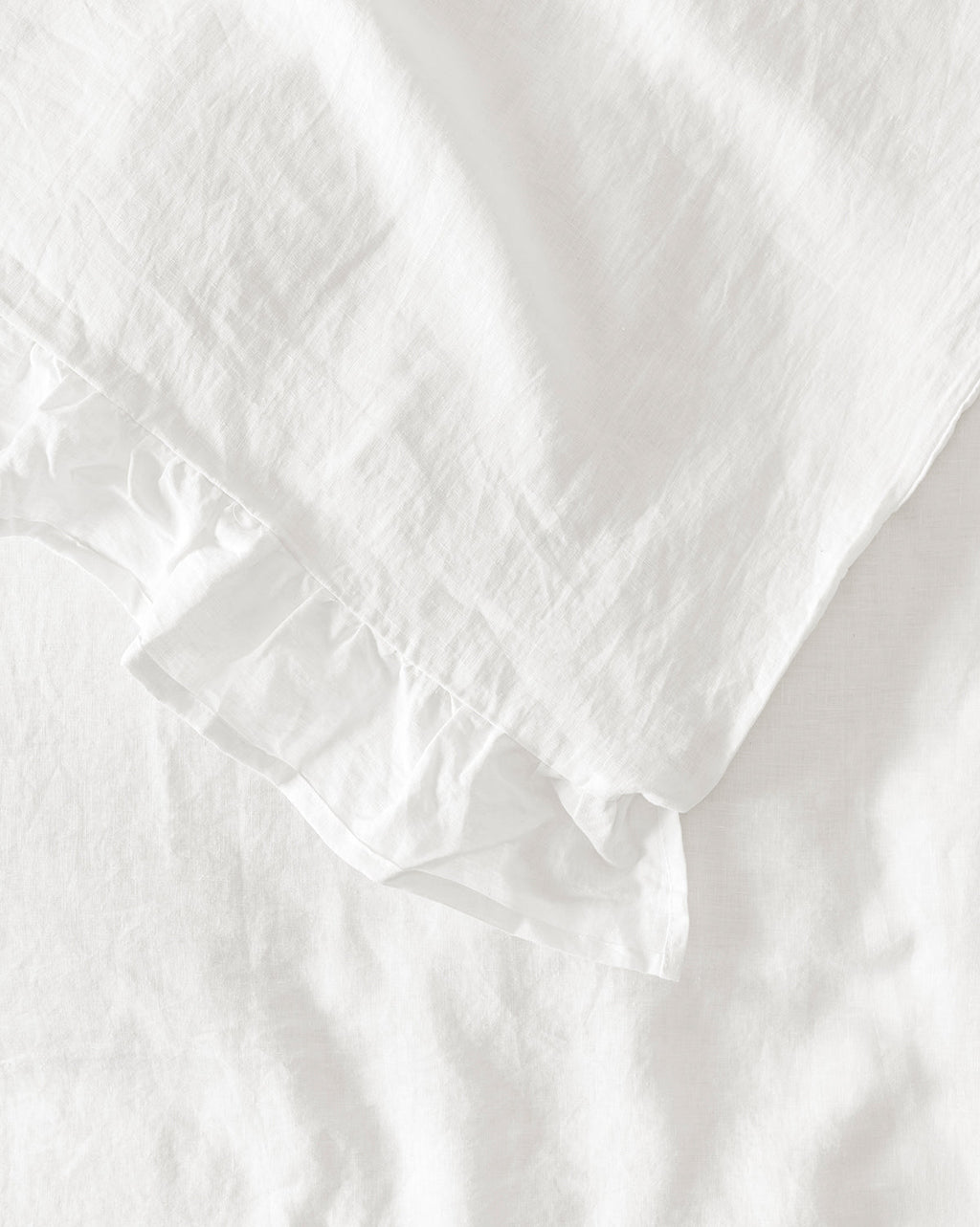 Ruffle White Linen Duvet Cover
