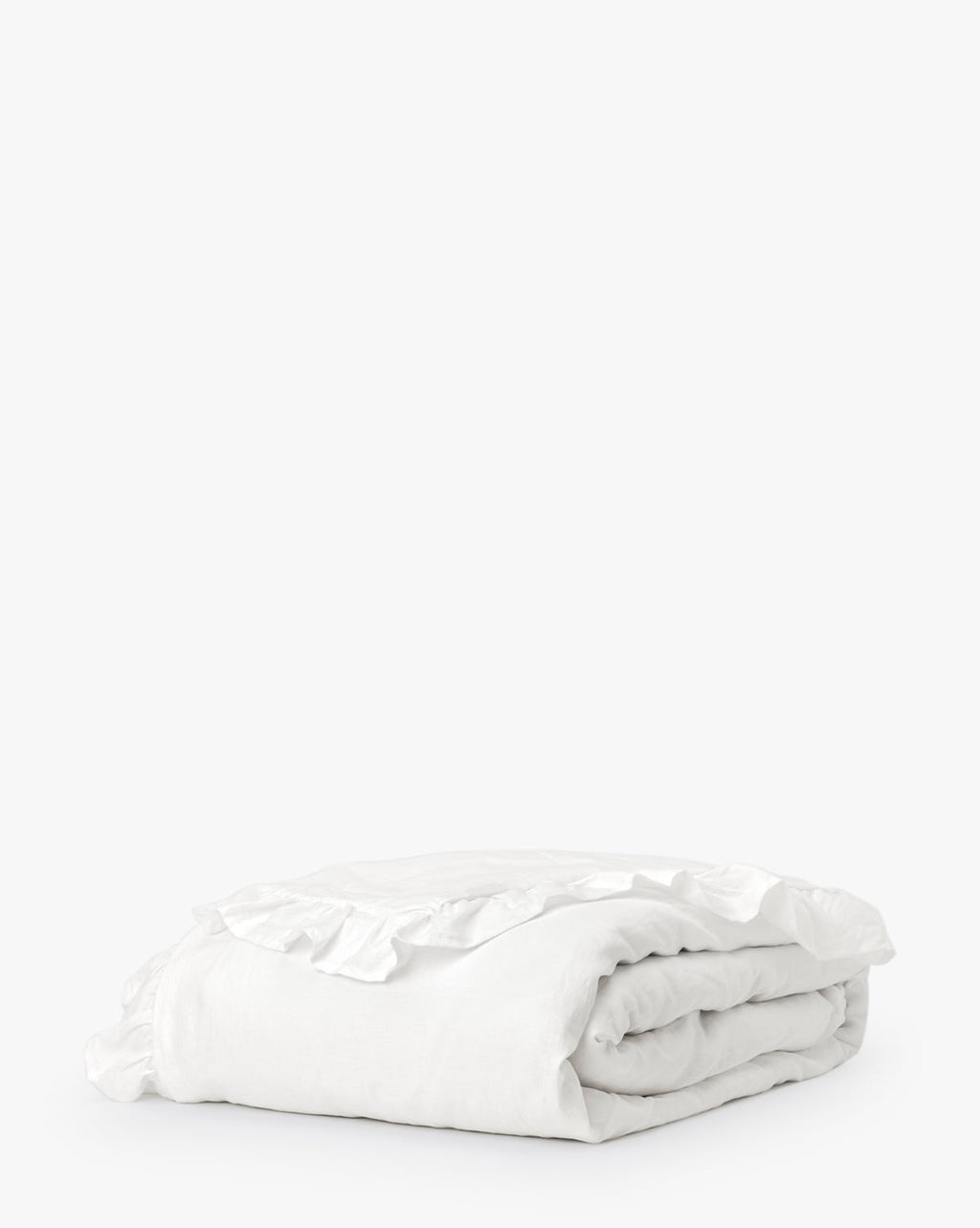 Ruffle White Linen Duvet Cover