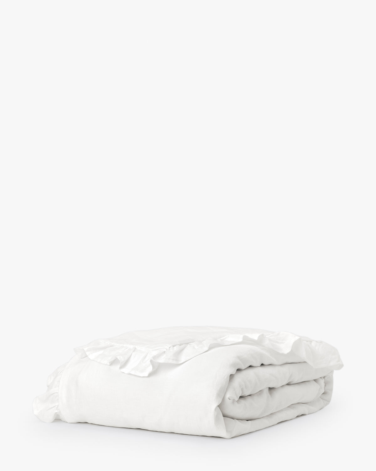 Ruffle White Linen Duvet Cover