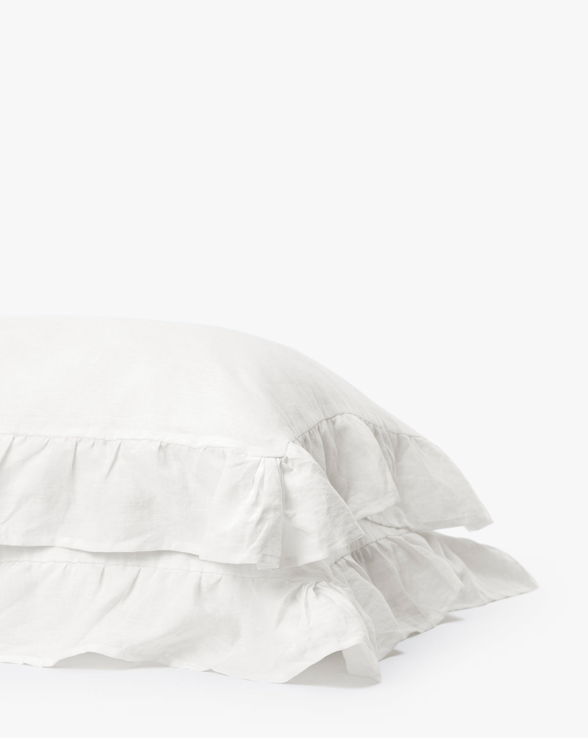 Ruffle White Linen Shams (Set of 2)