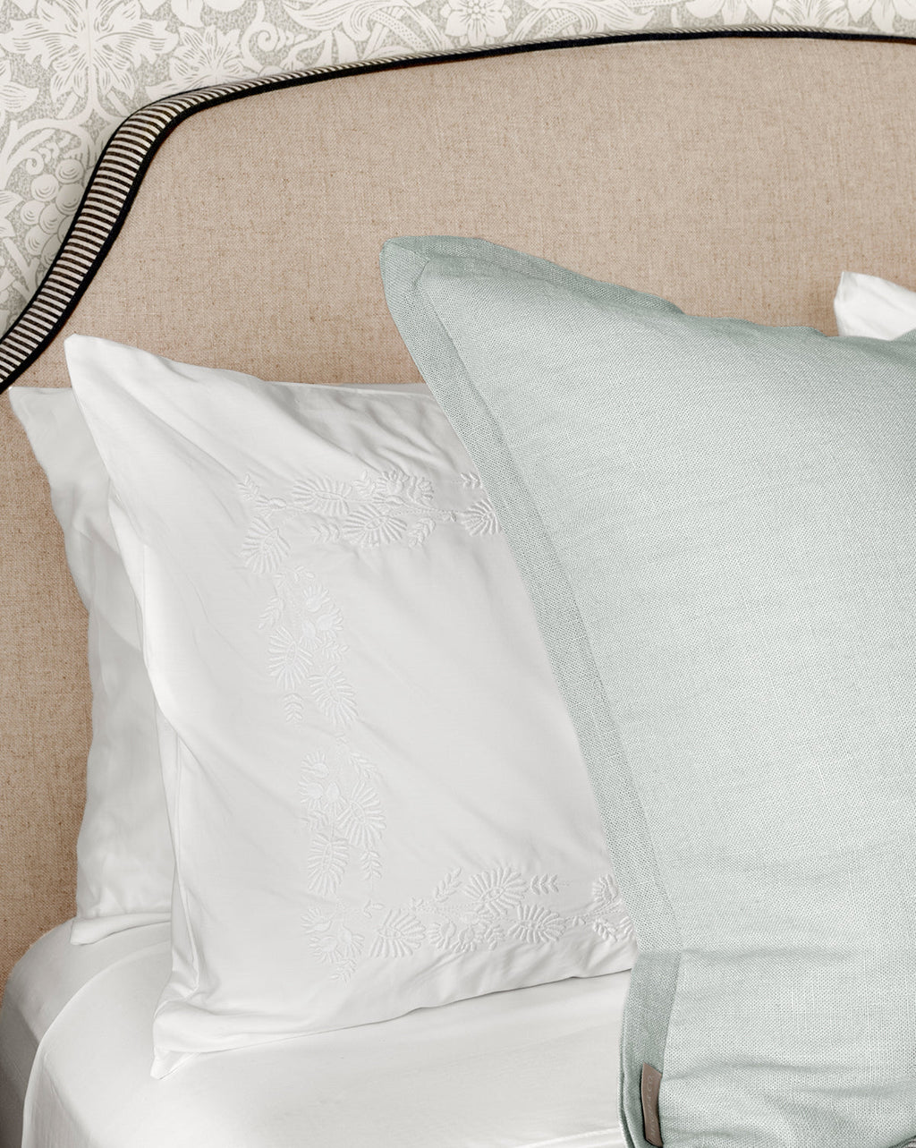 Bianca Organic Percale Embroidered Shams (Set of 2)